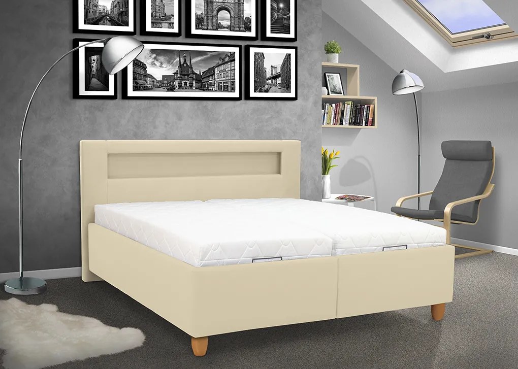Čalúnená posteľ s úložným priestorom TWIST 180 Farba: eko bílá