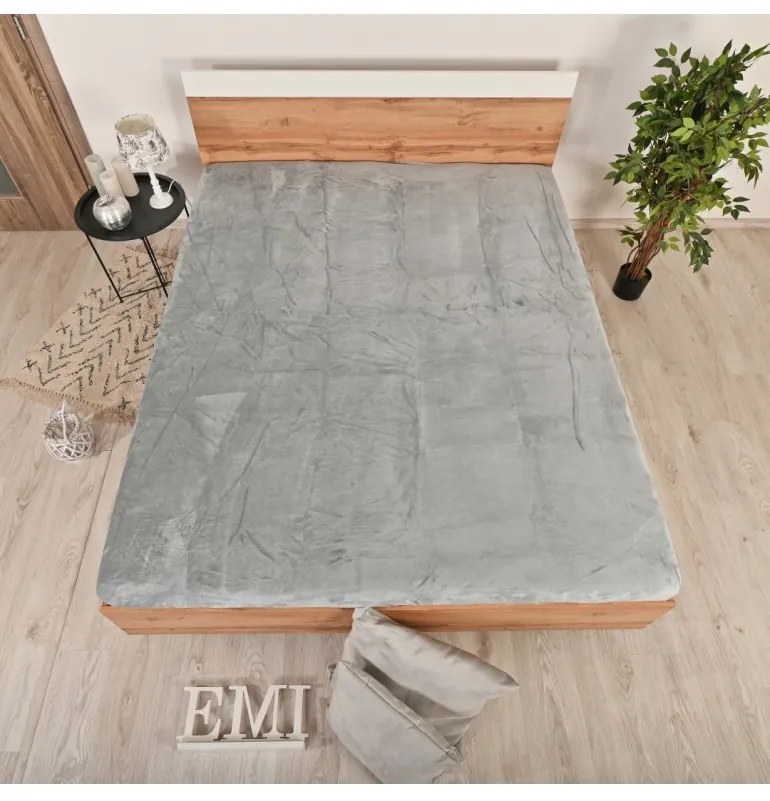 Plachta posteľná z mikroplyšu sivá EMI, Plachta 180x200