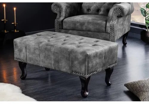 Taburetka 43521 Chesterfield Zamat šedá - Komfort-nábytok