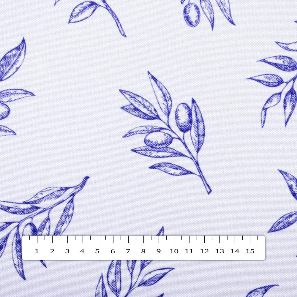 Biante Teflónový štvorcový obrus TF-114 Modré olivové vetvičky na bielom 80x80 cm