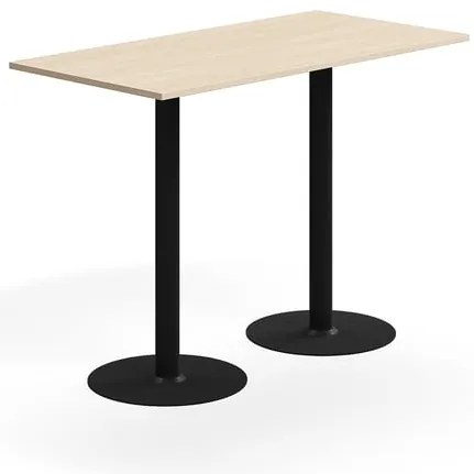 Barový stôl ALVA, 1400x700x1000 mm, s kotvením do zeme, HPL, čierna/breza