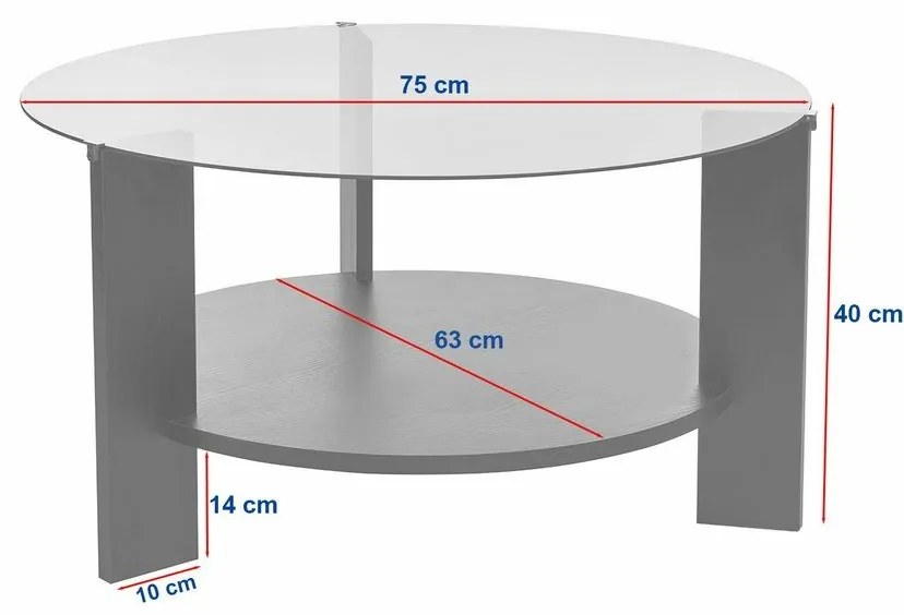 Konferenčný stolík Clara Wood Black s tmavým sklom