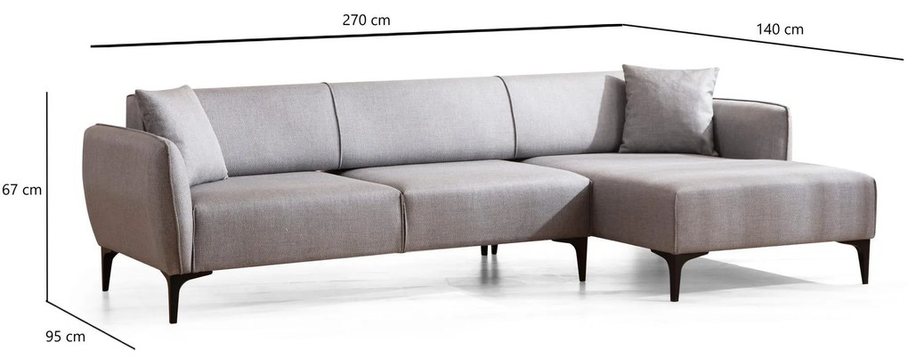 Rohová sedačka Belasemma (P) (sivá + čierna). Akcia -19%. Vlastná spoľahlivá doprava až k Vám domov. 1106786