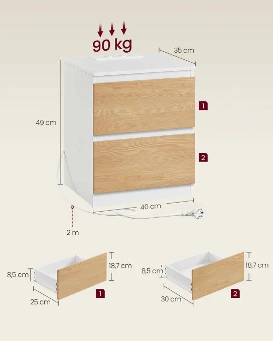 Set dvoch nočných stolíkov LET821Y02 (2ks)