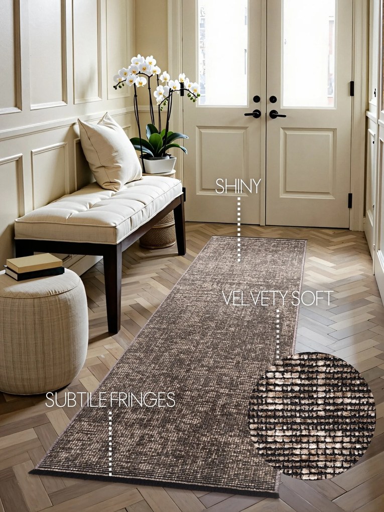ELLE Decoration, Behúň Brilliance Prisma 106312 Beige z kolekcie Elle, 80x250, hnedá, obývacia izba