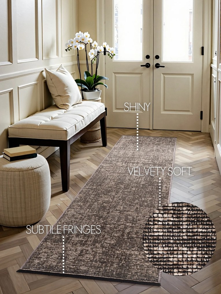 ELLE Decoration, Koberec behúň Brilliance Prisma 106312 Beige z kolekcie Elle, 80x250, hnedá, obývacia izba