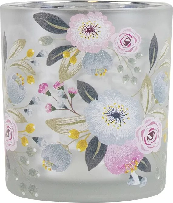 Farebný skleněný svícen Wild Flowers Rose S - Ø 7*8 cm