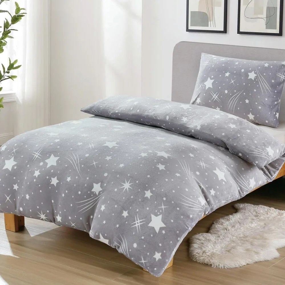 Jemné mikroplyš obliečky Homa DEBORAH STAR GREY 140x200 cm
