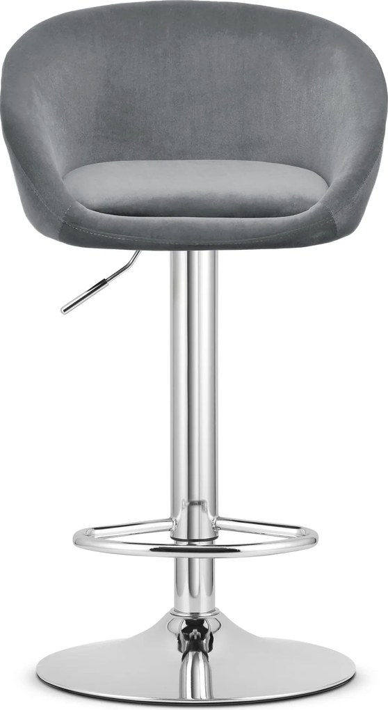Sada 2 barových stoličiek EAST sivý zamat / chromovaná podnož