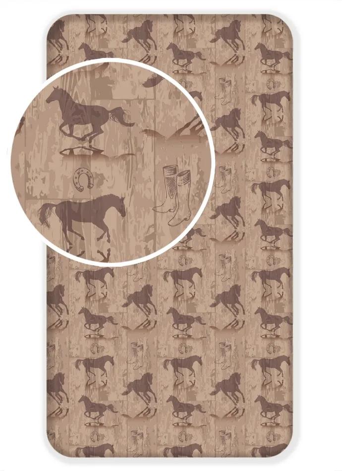 Jerry Fabrics Detské bavlnené prestieradlo Kôň Western, 90 x 200 cm