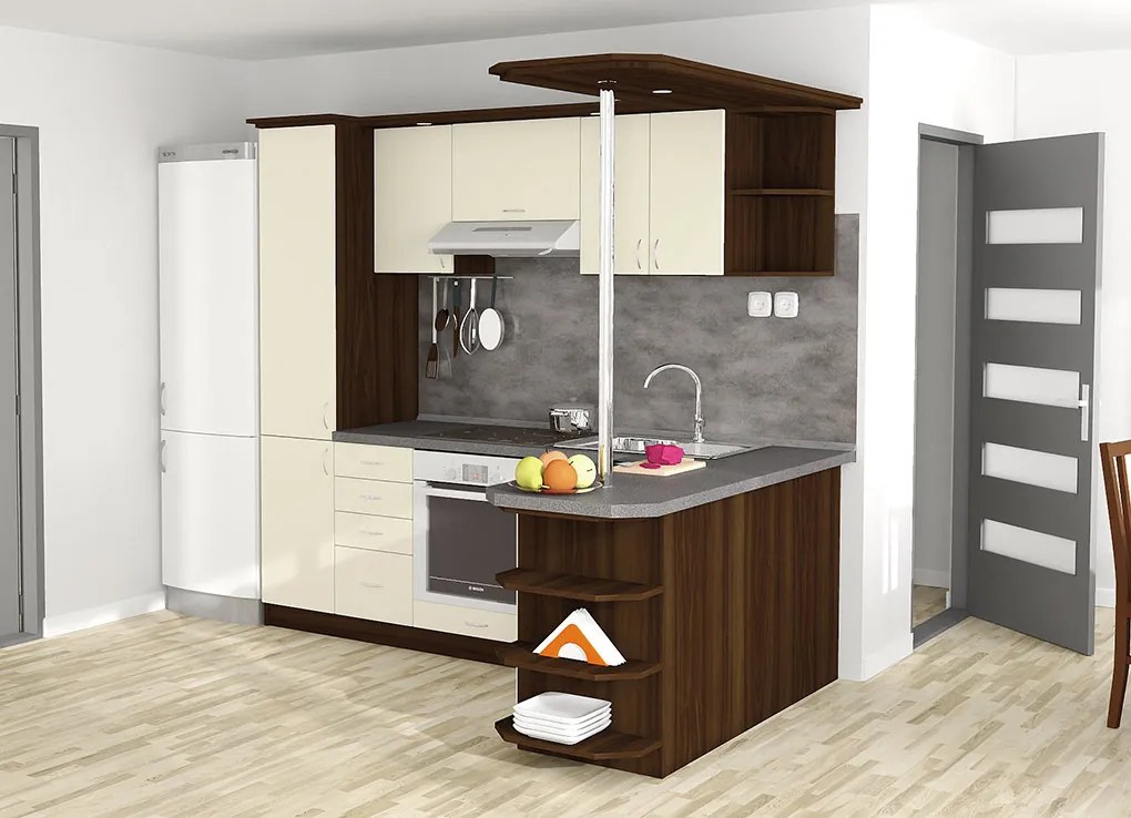 Nabytekmorava Kuchyna s ostrovčekom Bára C farba kuchyne: buk 381, pracovná doska: s pracovnou doskou