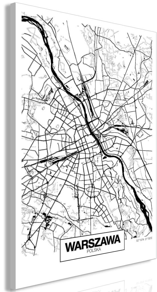 Artgeist Obraz - City Plan: Warszawa (1 Part) Vertical Veľkosť: 60x90, Verzia: Na talianskom plátne