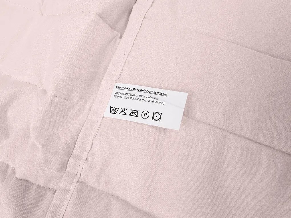Letný paplón prešívaný 140x200 cm s poťahom na vankúš SUMMER 45x75 cm, púdrovo ružový