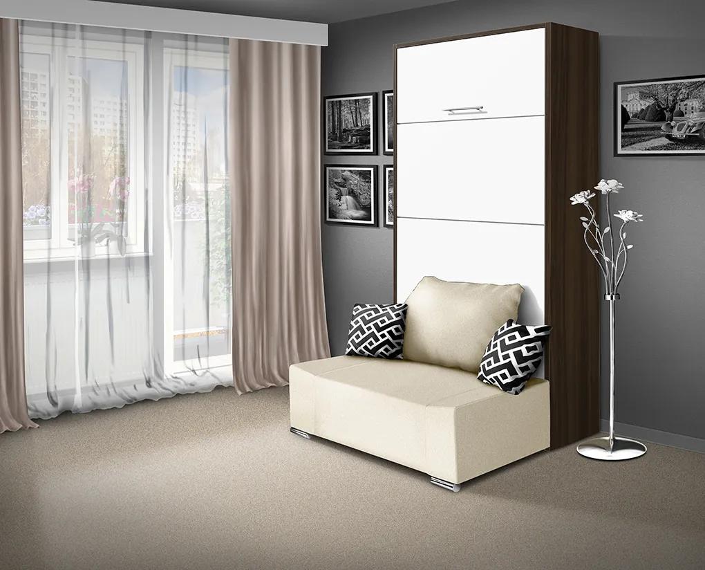 Nabytekmorava Sklápacia posteľ s pohovkou VS 21058P 200x90 farba pohovky: Sivá, Typ farebného prevedenia: Orech lyon / dvere biele