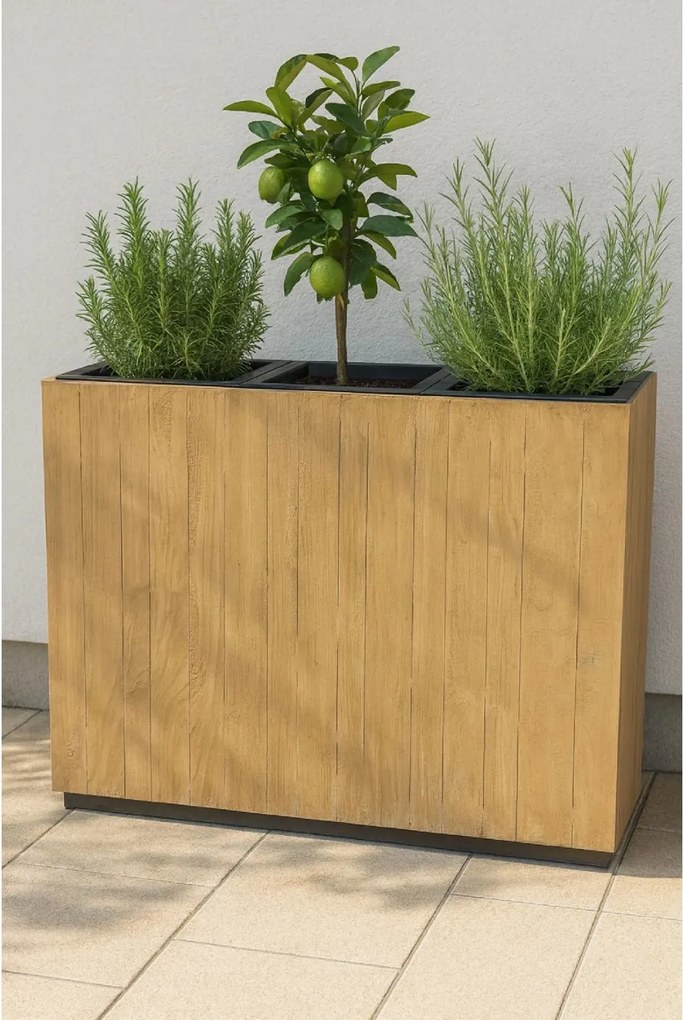 Drevený kvetináč ELEMENTO, drevo, šírka 90 cm, hnedá