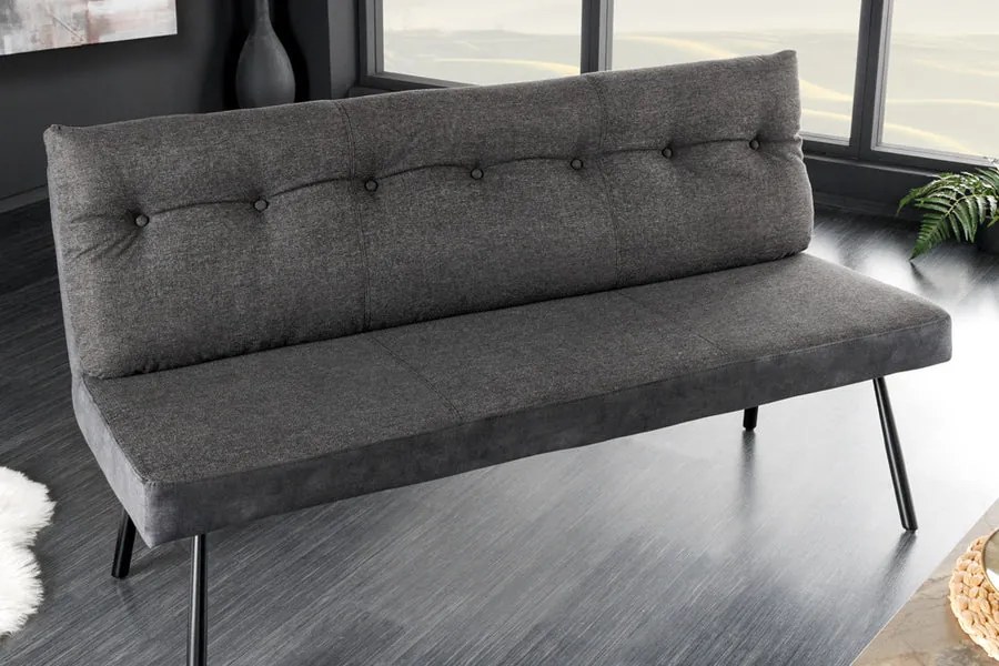 Sedacia lavička BIG GEORGE 160 cm – kombinácia vláknovej látky a velvetu, antracitová