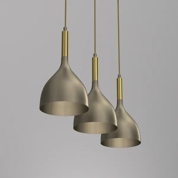 Luster na lanku NOAK 3xE27/15W/230V mosadz/zlatá