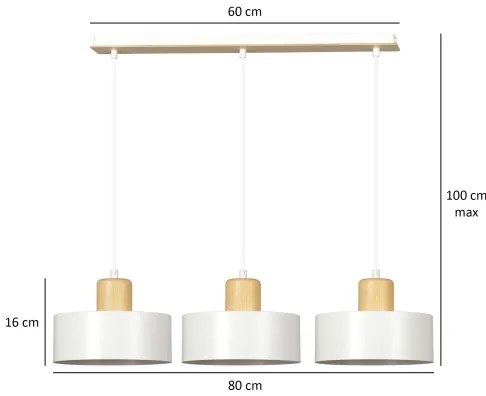 Luster na lanku TORIN 3xE27/15W/230V biela