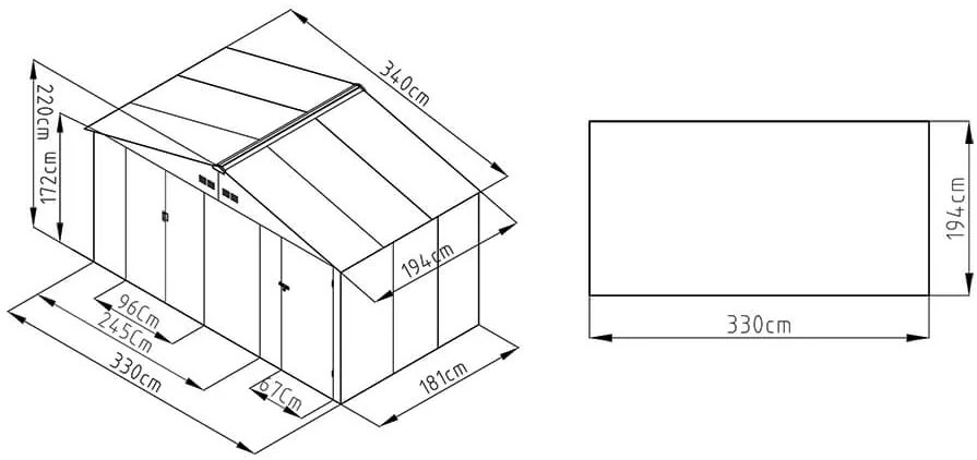 Letoss Záhradný domček FALCON 340x194x220 cm, svetlé drevo