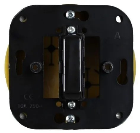 Elhard Štvorcový keramický vypínač s kolískou č.1, čierny - kompletný KV5301B