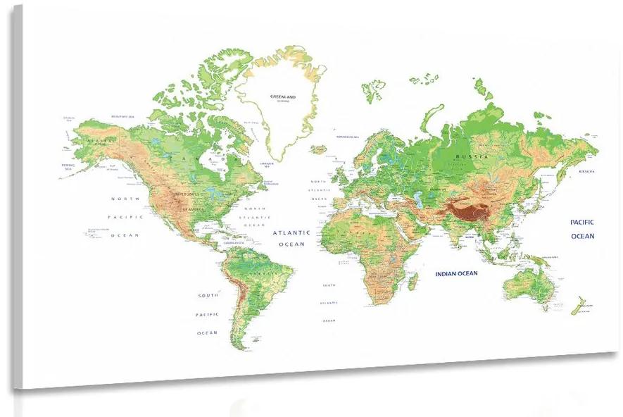Obraz klasická mapa sveta s bielym pozadím Varianta: 120x80