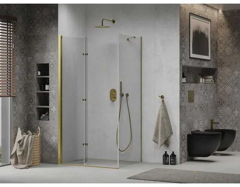 Mexen Lima sprchovací kút 70x90 cm, priehľadná, zlatá, 856-070-090-50-00