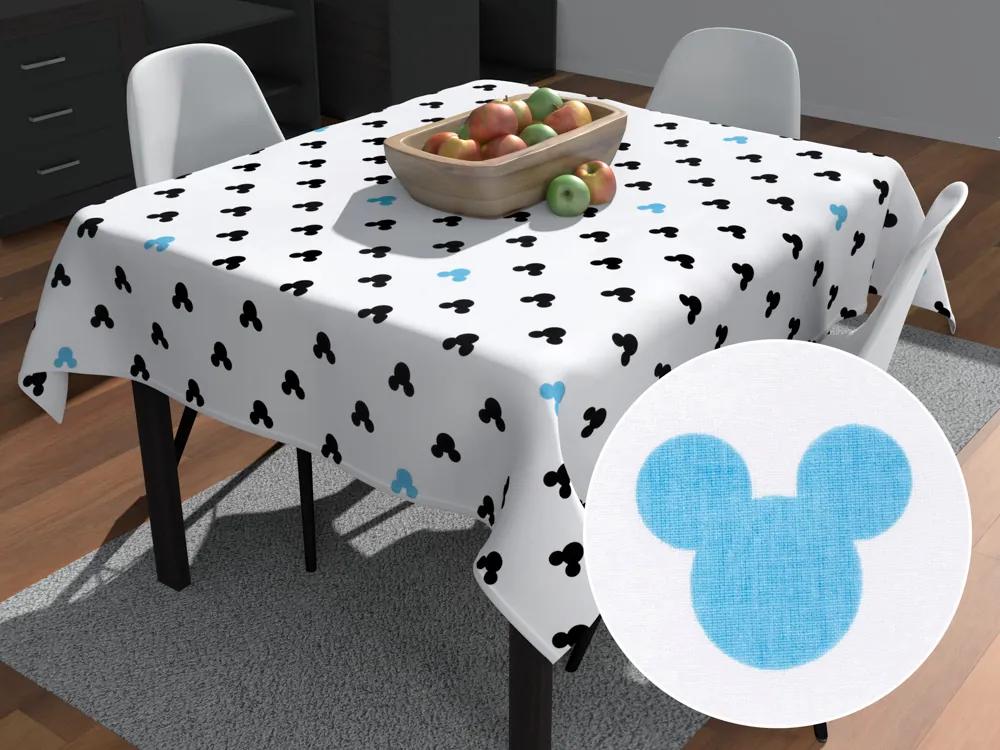 Biante Detský bavlnený štvorcový obrus Sandra SA-079 Čierne a modré myšky Mickey 100x100 cm