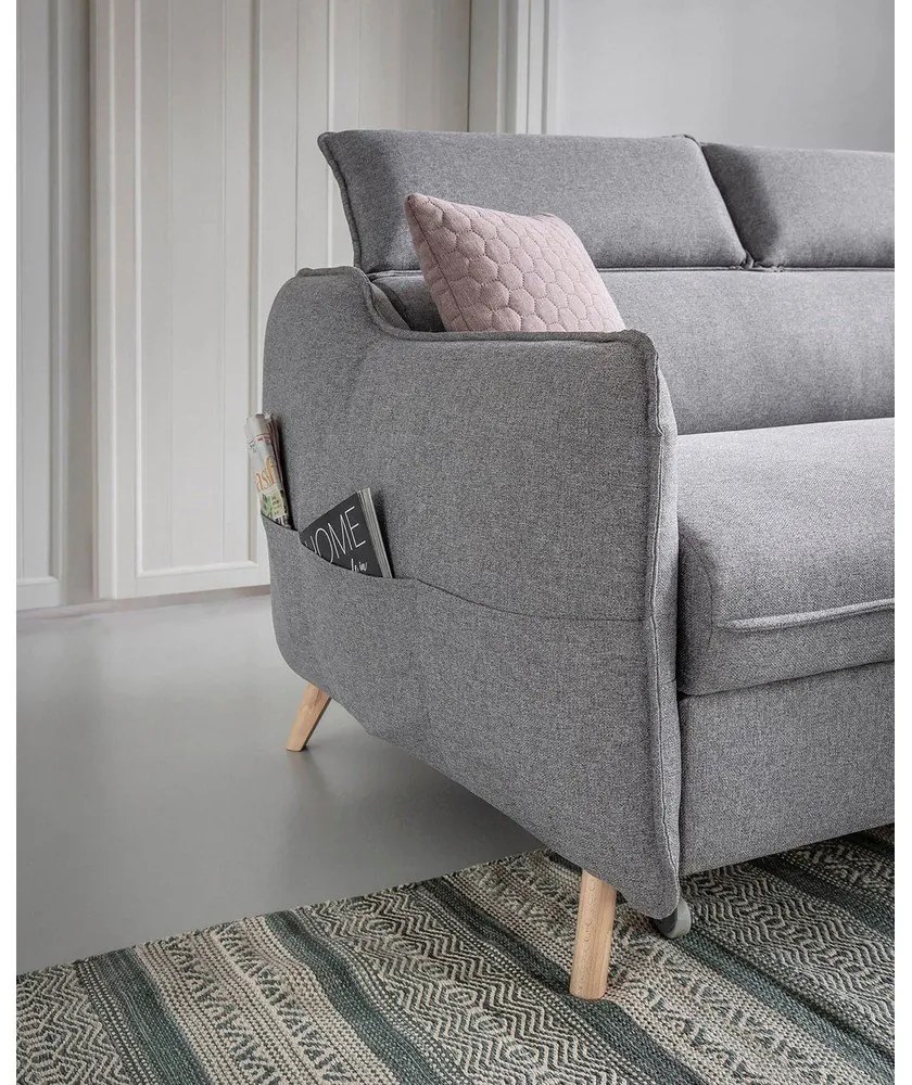 Svetlosivá rozkladacia rohová pohovka (pravý roh) Sweet Harmony – Miuform