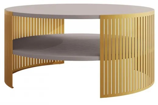 Konferenčný stolík Zinzit Gold, Farba: zlatá/biely mramor