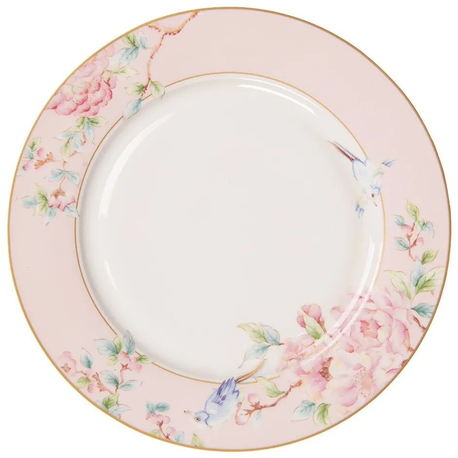 Porcelánový jedálenský tanier s ružovými kvetmi Rosa - Ø 27*2 cm