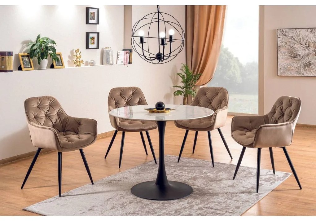 SIGNAL MEBLE Jedálenská stolička CHERRY MAT VELVET, čierny mat/zelená 75