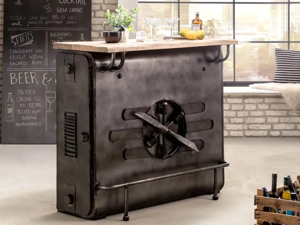 furniture-nabytek.cz - Masivní barový stůl Fotoaparát z kovu a manga, lakovaný, vícebarevný – 125×55×110 cm