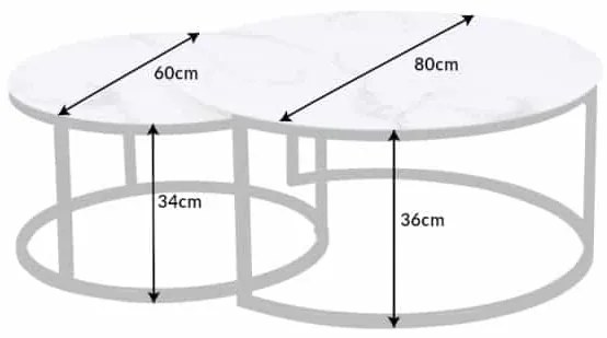 Konferenčný stolík Elegance 80cm biely mramor