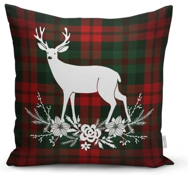 Súprava 4 vianočných obliečok na vankúš a behúň na stôl Minimalist Cushion Covers Tartan Christmas