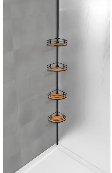 WENKO 24756100-Rohová polica DOLCEDO 31x20 cm nerez/čierna/hnedá