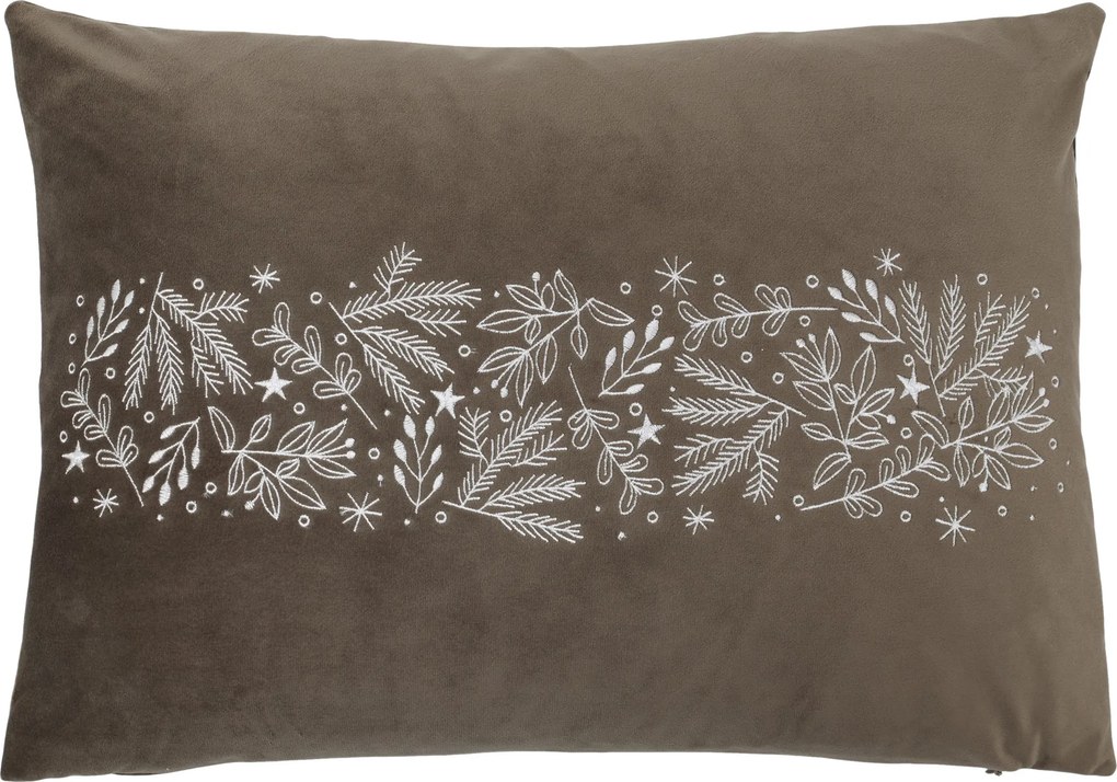 Mocca obliečka na vankúš Aix s výšivkou vetvičiek – 50*35 cm