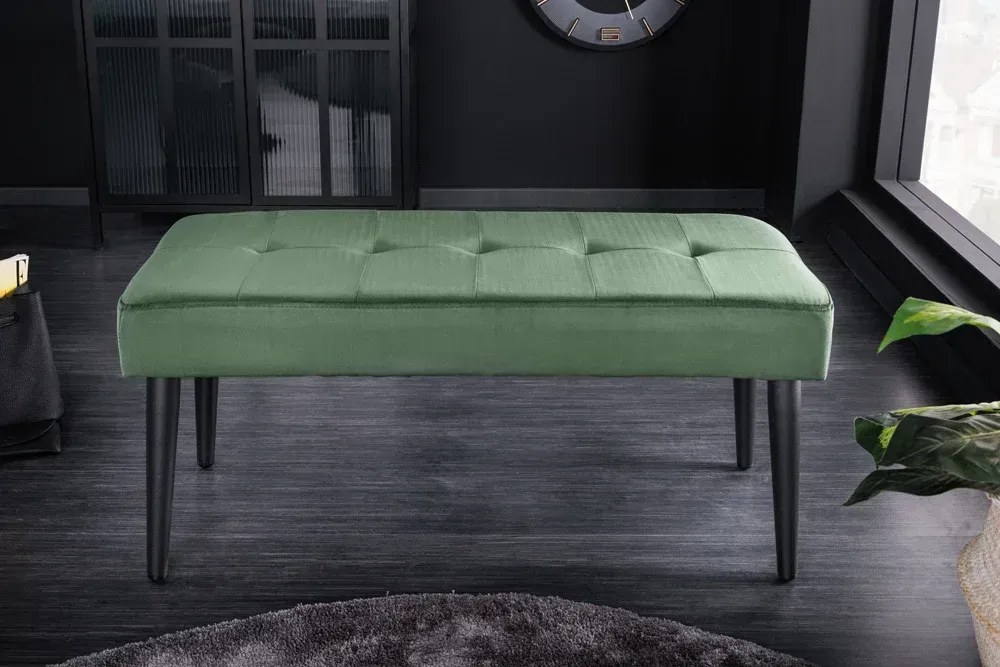 Invicta Interior - Elegantná lavica BOUTIQUE 95 cm, zelená, zamat