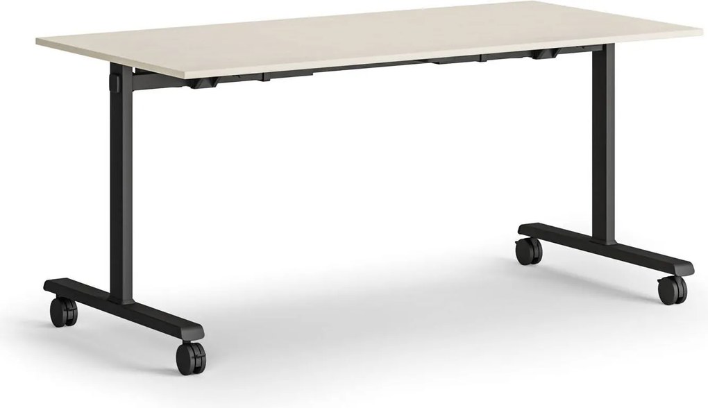 Mobilný stôl MATCH, 160x80 cm, čierna podnož, breza