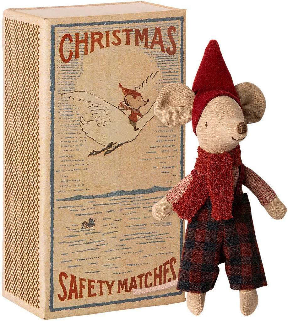 Maileg Vianočný myšiak v krabičke od zápaliek Big brother
