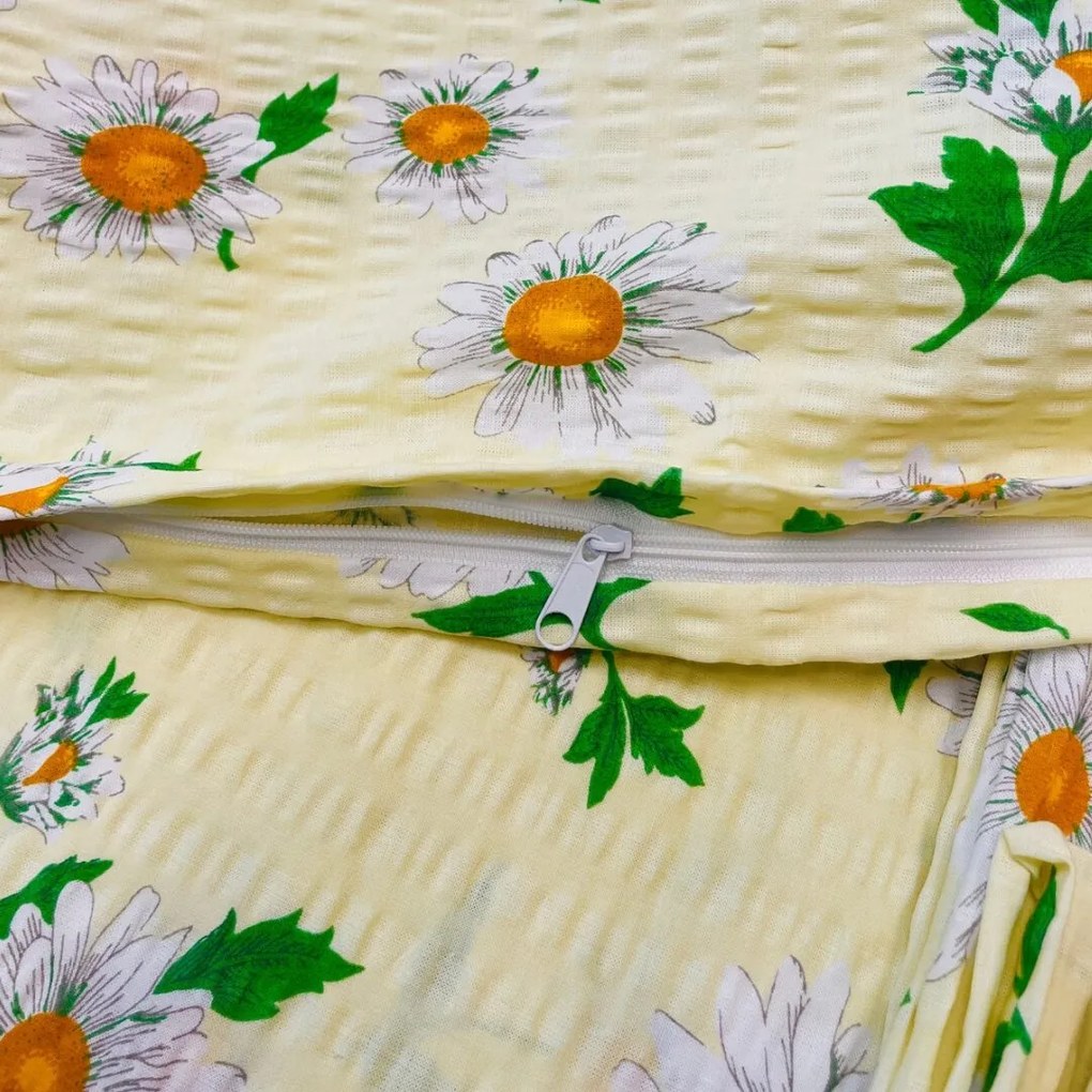 Obliečky krepové Margaretky TiaHome - 1x Vankúš 90x70cm, 1x Paplón 140x200cm