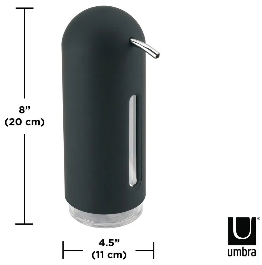 Čierny plastový dávkovač mydla 350 ml Penguin – Umbra