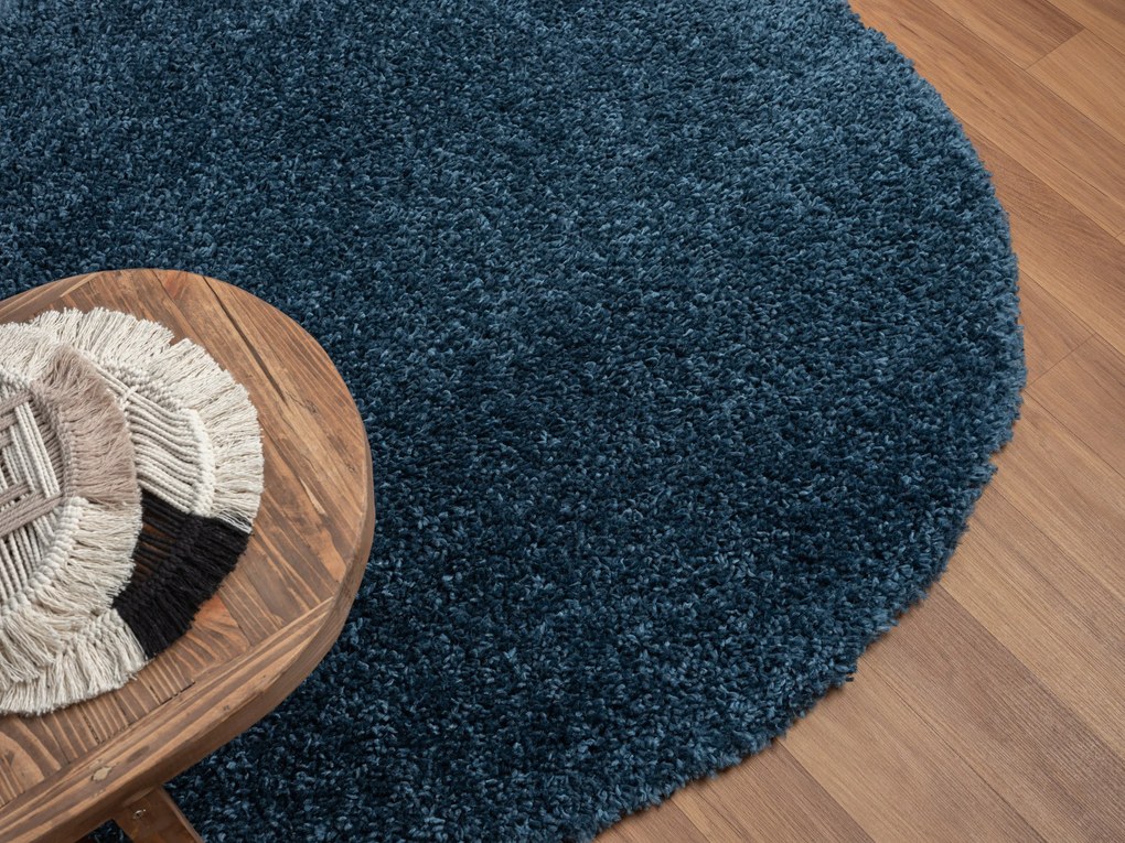 My Flair, AKCIA: 150x150 (průměr) kruh cm Kusový koberec My Shaggy dunkelblau kruh, modrá, chodba / predsieň