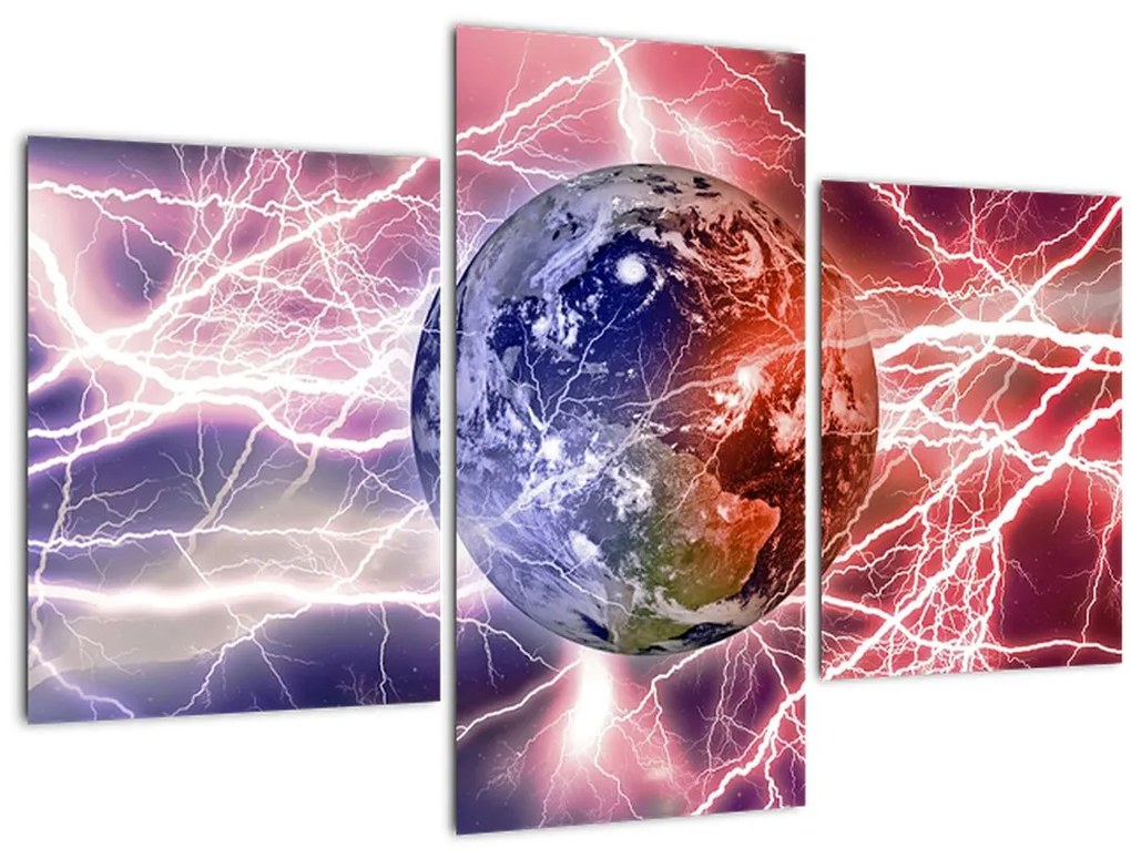 Obraz - Zemeguľa pod prúdom (90x60 cm)