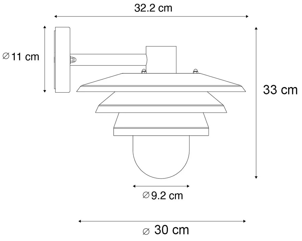 Dizajnová vonkajšia nástenná lampa čierna IP44 - Morty