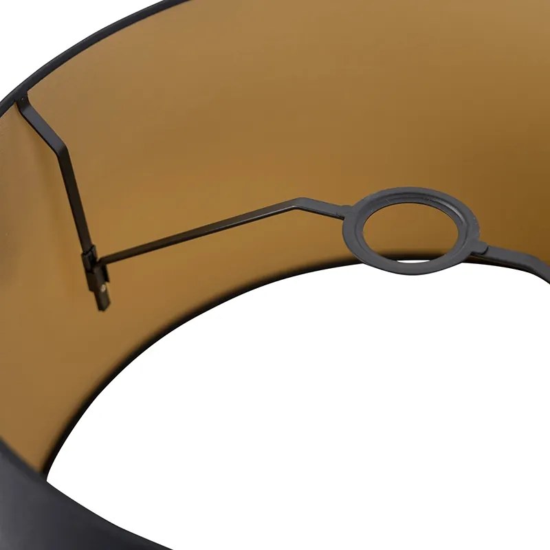 Tienidlo na lampu z bavlny čierne 40/45/25 so zlatým vnútrom