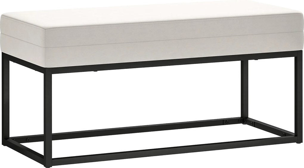 HOMCOM Moderná a minimalistická lavička do predsiene s nastaviteľnými nohami, čalúnená lavička do spálne z plyšového materiálu a ocele, 94x42x44 cm, s