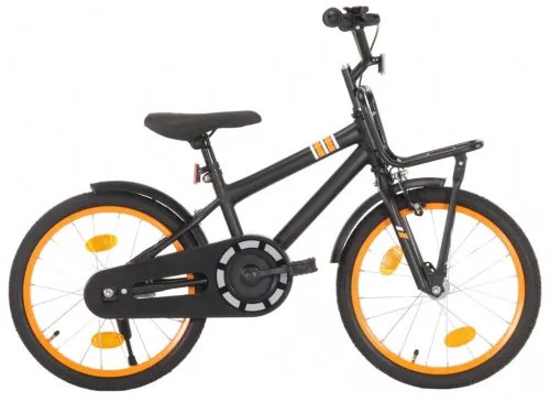 vidaXL Detský bicykel s predným nosičom 18 palcový čierny a oranžový-