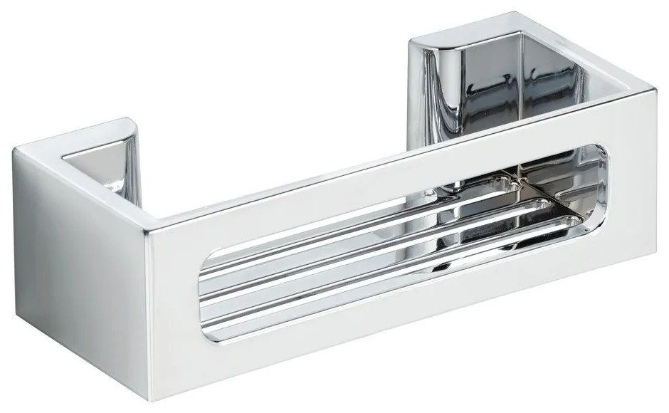 Strieborná samodržiaca plastová kúpeľňová polička Bralia - Wenko