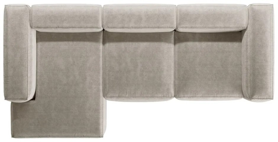 Béžová menčestrová rohová pohovka (ľavý roh/s leňoškou) Bergano – Cosmopolitan Design