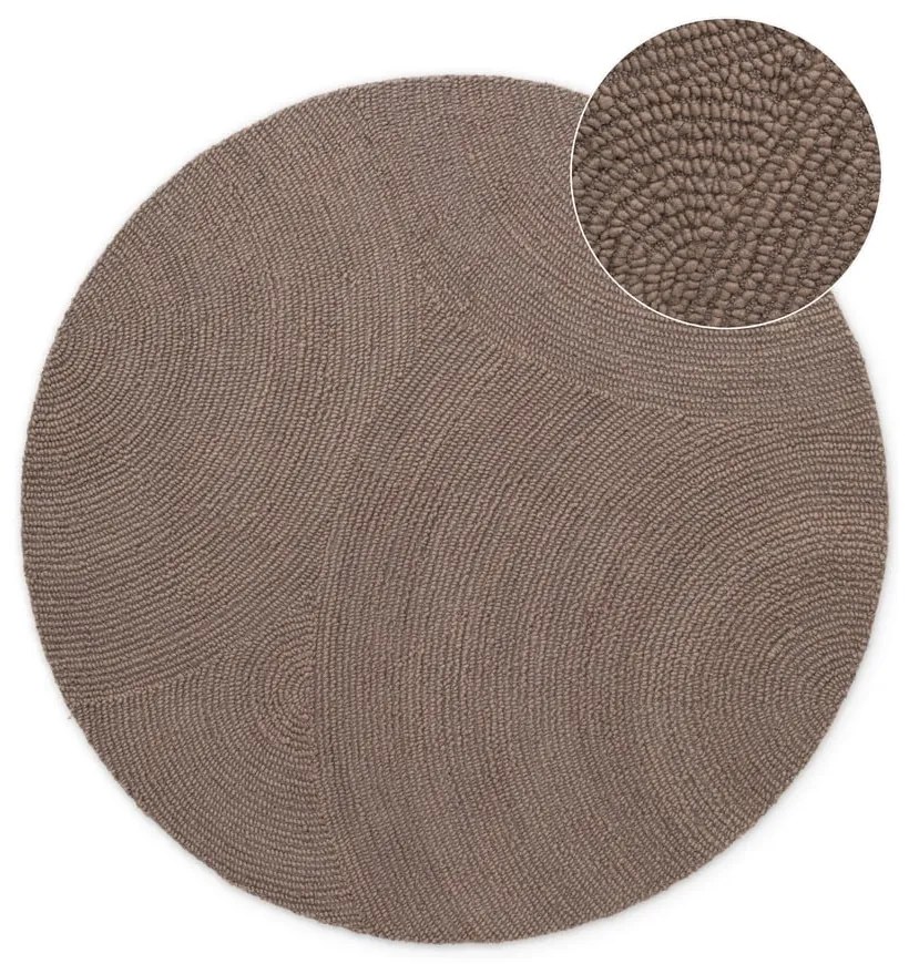Ručne tkaný vlnený okrúhly koberec taupe ø 120 cm Eleni Taupe – Hanse Home